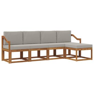 vidaXL Conjunto De Sof&aacute;s De Exterior 5 Pcs Gris Natural Y Claro Vidaxl