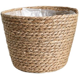 OEM Macetero De Junco Marino Natural Tejido A Mano Con Revestimiento De Pl&aacute;stico Integrado: Dise&ntilde;o Elegante Y Duradero