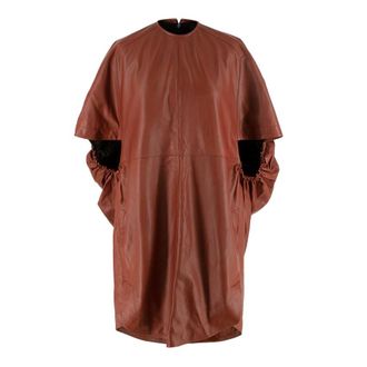 Petar Petrov Aurora Cognac Leather Short Sleeve Dress Size XS