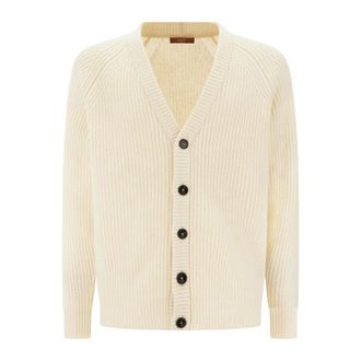 Cruna Cardigan van cr&egrave;me wol - Heren - Truien - Beige - Maat: L Wol