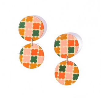 Sunshine Tienda Womens Gage Double Earrings In Cream Light Pink Green Red Terracotta
