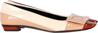 Roger Vivier Belle Vivier Buckle Flats in Beige Patent Leather