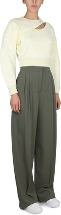 Alexander McQueen Cropped Cotton Sweatshirt - Ivory