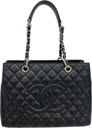Chanel Black Grained Calfskin Tote Bag (Pre-Owned)
