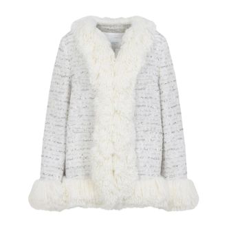 Giambattista Valli Faux Fur & Shearling Jackets, female, White, S, Fur-trim Wool Coat