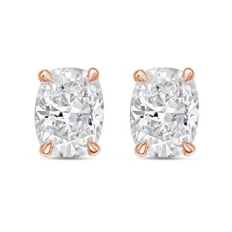 Diana M. Jewels 14Kt Rose Gold 6.00 cts Lab Grown Elongated Cushion Cut Diamond Studs
