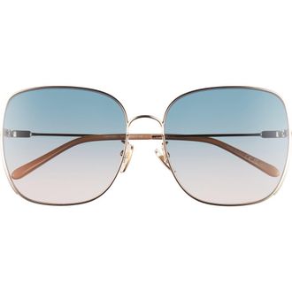 Chlo&eacute; 61mm Polarized Gradient Square Sunglasses in Gold Gold Green at Nordstrom Rack