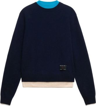 Marni Truien & Vesten, Heren, Blauw, L, Kasjmier, Kasjmier trui met gelaagd effect