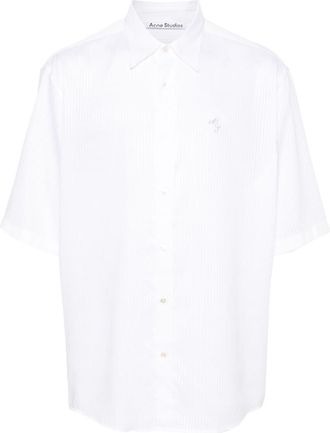Acne Studios logo-embroidered striped shirt - men - Lyocell - 46 - White