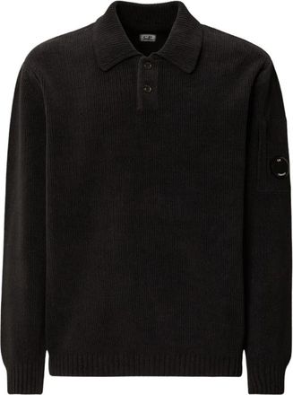 C.P. Company Cotton Chenille Polo Lens Trui - Heren - Polos - Blauw - S - Katoen - Tops