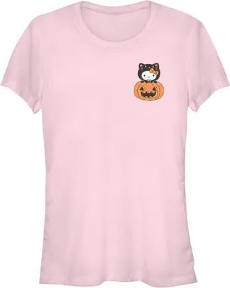 Hello Kitty Juniors Hello Kitty Halloween Pumpkin and Kitty Pocket T Shirt in Light Pink at Nordstrom, Size Xx-Large