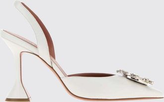 Amina Muaddi Slingback Begum in raso con fibbia gioiello e tacco a rocchetto