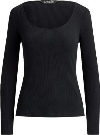 Ralph Lauren Top a maniche lunghe a coste con scollo a V - - Tops - Donna - Nero - S