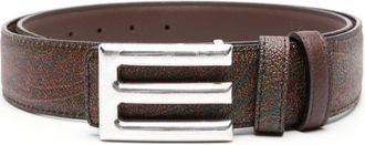 Etro paisley-print logo-buckle belt - men - Cotton/Polyester - 90 - Brown