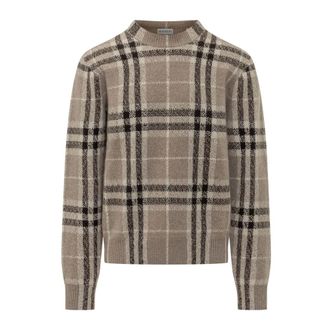 Burberry Maglione Girocollo a Diamante - - Knitwear - Uomo - Beige - L