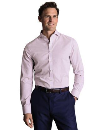CHARLES TYRWHITT Non-Iron Stretch Poplin Check Shirt in Lilac at Nordstrom, Size 15.5 - 35