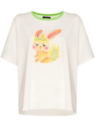 We11done bunny-print crew-neck T-shirt - Neutrals