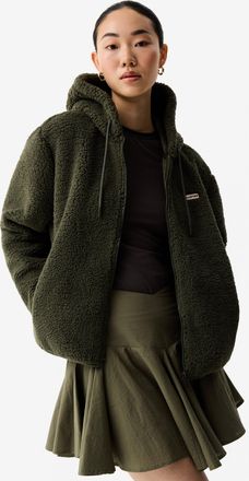 Hunter Bonelle Womens Borg Fleece Jacket in Dark Green - Size Medium
