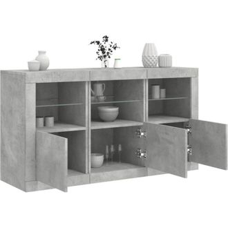 vidaXL Credenza con Luci led Grigio Cemento 123x37x67 cm - Vidaxl