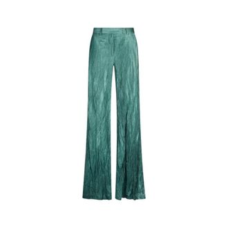 Roberto Cavalli Crinkled Texture Trousers - female - Roberto Cavalli - Wide Trousers - Blue - XS - Trousers