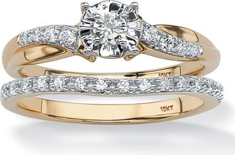 Palm Beach Jewelry 1/4 TCW Round Diamond Two-Piece Bridal Set in 10K Gold