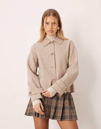 Vila Giacca corta leggera m&eacute;lange naturale con bottoni sul davanti-Neutro