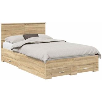 vidaXL Bed Frame with Drawer Sonoma Oak 120 x 190 cm Engineered Wood vidaXL
