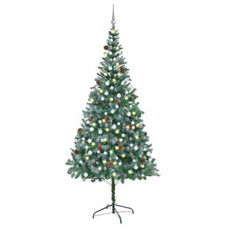 vidaXL &Aacute;rbol De Navidad Helado Con Luces, Bolas Y Pi&ntilde;as 210 Cm Vidaxl