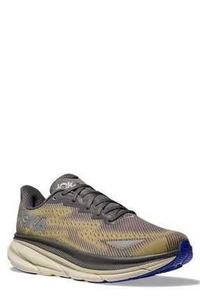 Hoka One One Clifton 9 Gore-Tex Waterproof Running Shoe in Gravel /Eggshell at Nordstrom, Size 10.5