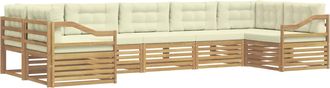 vidaXL Conjunto De Sof&aacute;s De Exterior 7 Uds. Blanco Y Crema Poli&eacute;ster Vidaxl