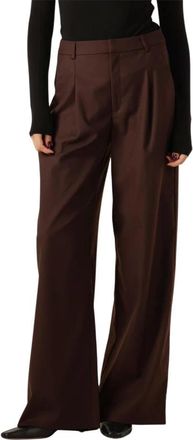 Gestuz Bruine Gerecyclede Polyester Broek - Dames - Wijde Broeken - Bruin - M - Polyester - Broeken