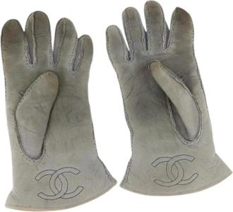 Chanel Pre-owned Accessories, female, Blue, Size: ONE SIZE Pre-owned Leather Gloves