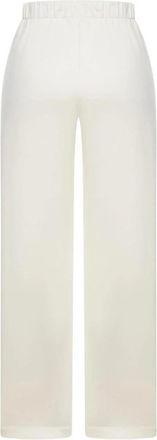 Max Mara Wijde Pijpen Elastische Taille Broek - Dames - Wijde Broeken - Wit - XS - Katoen - Broeken