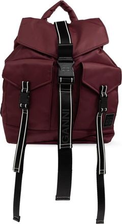 Ganni Rugzak met logopatch - Dames - Rugzakken - Rood - ONE Size - Tassen