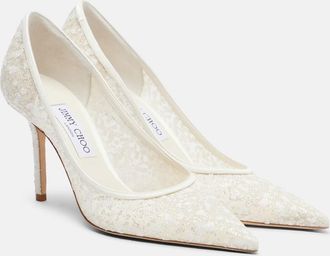 Jimmy Choo London Love embroidered tulle pumps