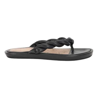 Red Valentino Flip Flops, female, Black, Size: 6 US Leather Slide Sandals