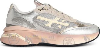 Premiata Moerund zilvergrijze learmix sneakers