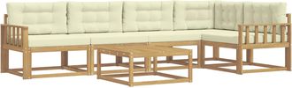 vidaXL Conjunto De Sof&aacute;s De Exterior 6 Uds. Blanco Y Crema Poli&eacute;ster Vidaxl