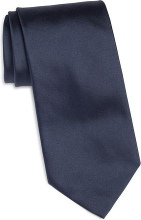 Jack Victor Solid Silk Tie in Navy at Nordstrom