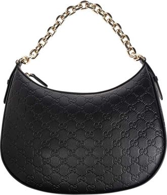 Gucci Black GG Emblem Large Shoulder Bag