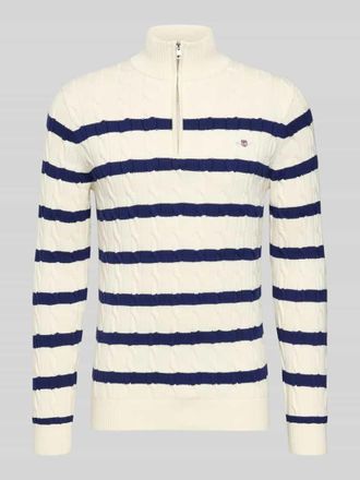 GANT Slim Fit Pullover in Strick-Optik in Offwhite, Gr&ouml;&szlig;e XXXL