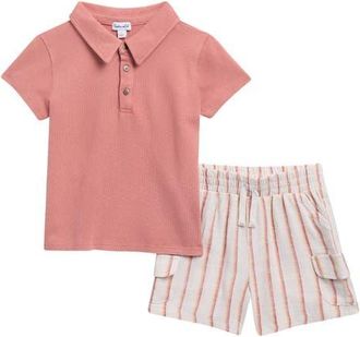 Splendid Kids Sienna Polo & Stripe Shorts Set at Nordstrom, Size 4T