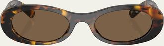 Miu Miu Logo Acetate Oval Sunglasses