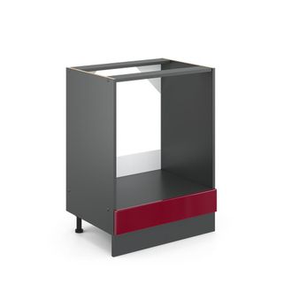 Vicco Armario Para Horno Empotrado R-line, Rojo Burdeos Alto Brillo, 60 Cm Sin Encimera Vicco