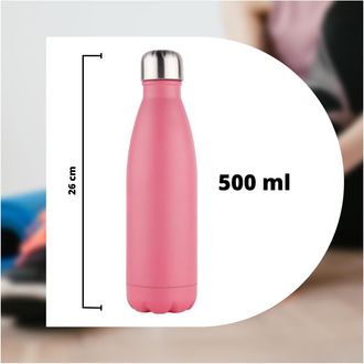 Trade Shop Trade Shop - Botella De Agua Deportiva De 500 Ml De Acero Inoxidable De La Pared Doble Para El Campamento De La Escuela Deportiva