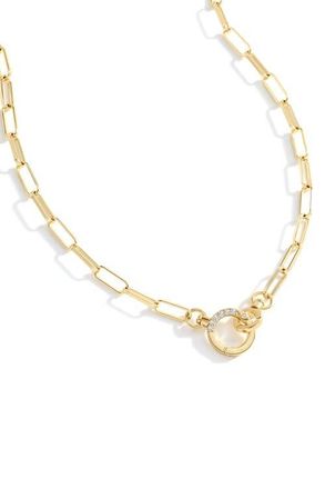 Mint & Lily Pave Mint Paperclip Necklace in 18K Gold Plaed at Nordstrom