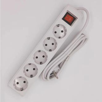 OEM Regleta De 5 Enchufes Con Interruptor Y Cable De 5m - Protecci&oacute;n Contra Sobretensiones - Regleta Con Enchufes Est&aacute;ndar Y En &Aacute;ngulo Recto - Distribuido
