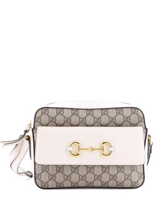 Gucci Horsebit 1955 Flap Pocket Camera Bag GG Coated Canvas and Leather Small crossbody bag - Marrone