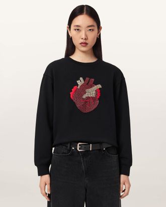 AllSaints Cotton Andrea Pippa Embellished Sweatshirt, Size: XS