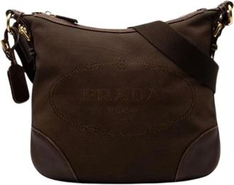 Prada Pre-owned Cross Body Bags, female, Brown, Size: ONE SIZE Pre-owned Canvas Crossbody Bag